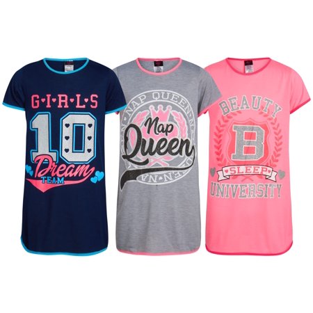 

Angel Face Girls’ Nightgown Pajamas - 3 Pack Sleepwear Night Dress Sleep Shirt (4-14) Size 8 Varsity/Girls Dream