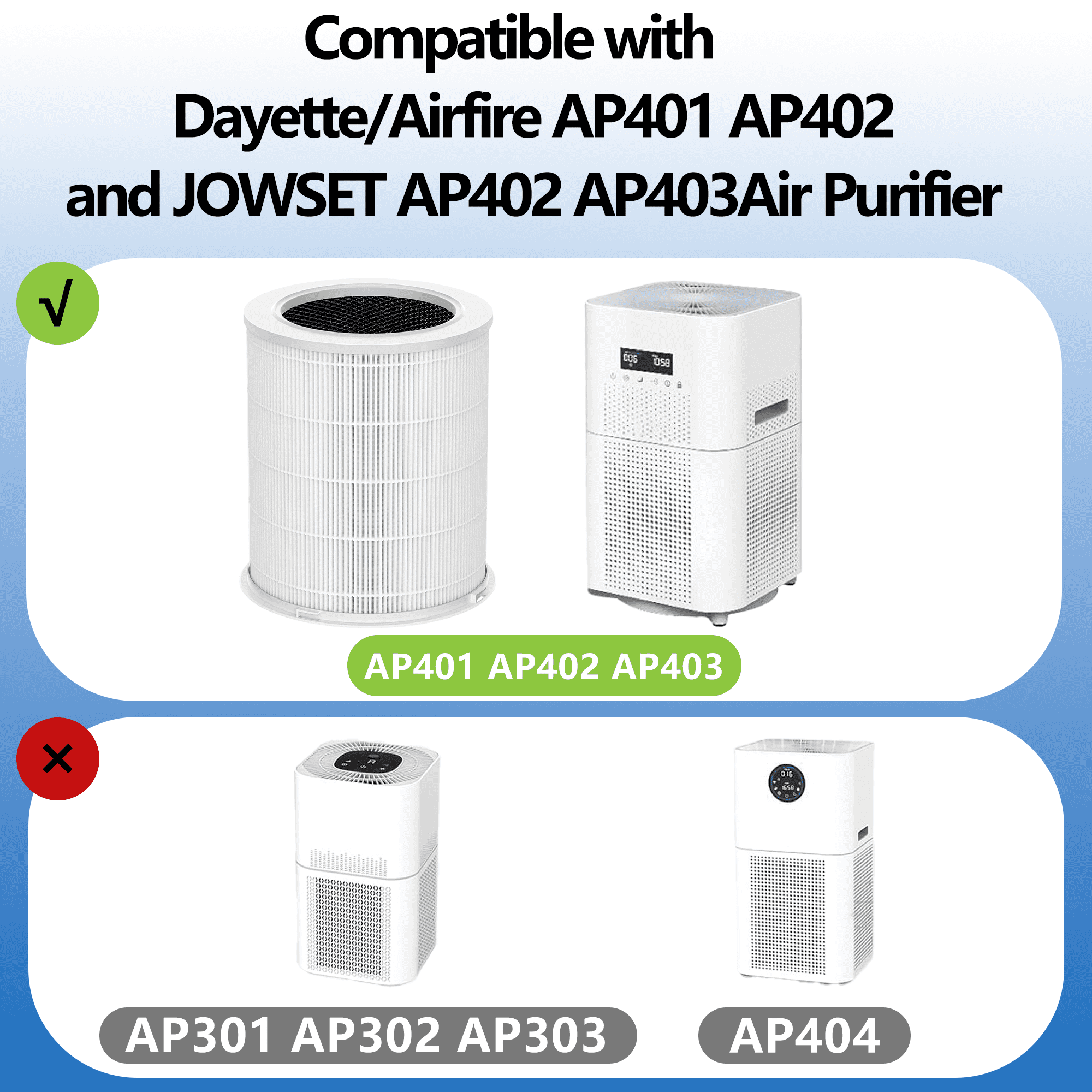 Hillclean AP401 AP402 Filter 4-Stage HEPA Carbon for Airfire