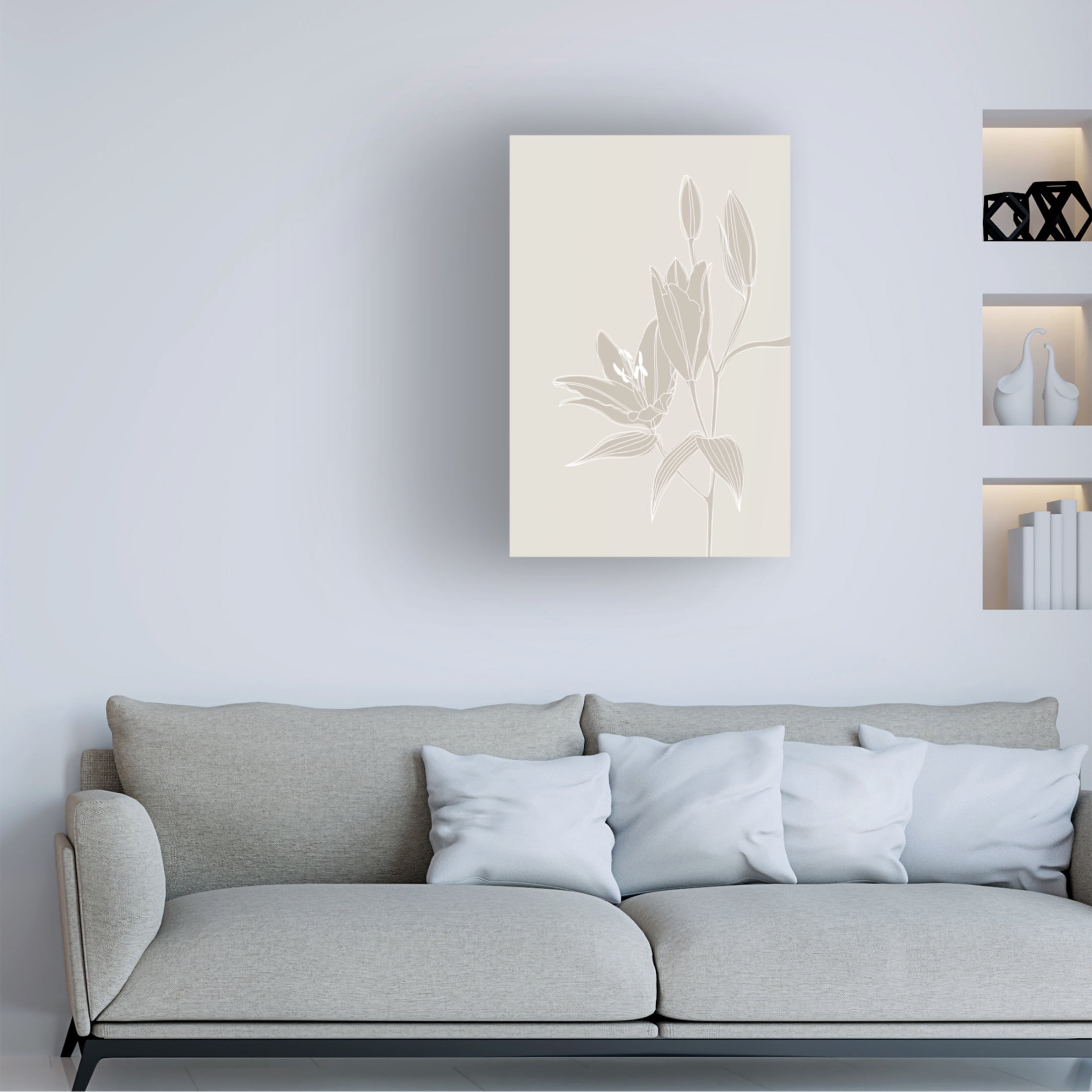 Trademark Fine Art Rosana Laiz Blursbyai Line art lillies in white Canvas Wall Art