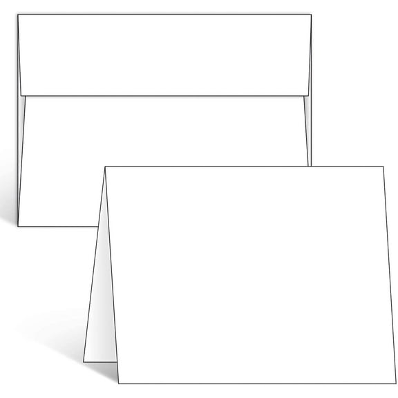 Blank White Cards and Envelopes 50 Pack - 4.25" x 5.5" Heavyweight Folded Cardstock and A2 Envelopes for DIY Greeting Cards Wedding Birthday Invitations Baby Shower Thank You Cards and More