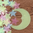 thumbnail image 4 of 201 pegatinas luminosas de luna y estrella, decoración de pared brillante, calcomanía para habitación, adorno para el hogar para niñas, coloridas y de color amarillo verdoso., 4 of 4