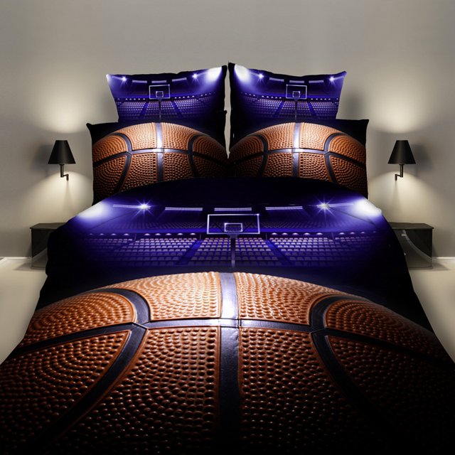 3D Printing Home Textile Basketball Sports Quilt Cover Three-piece Set Four-piece Bedding