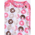 thumbnail image 6 of Suealasg Kids Girls Summer One Piece Swimsuit 1T 2T 3T 4T 5T 6T Little Girl Long Sleeve Ruffle Starfish Donut Leaves Print Swimwear Kids Girls Rash Guard Beach Bathing Suit, 6 of 9