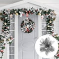 thumbnail image 3 of MasteelfCA 15pcs Christmas Fake Flower Table Setting Glitter Flower Xmas Floral Decoration, 3 of 7