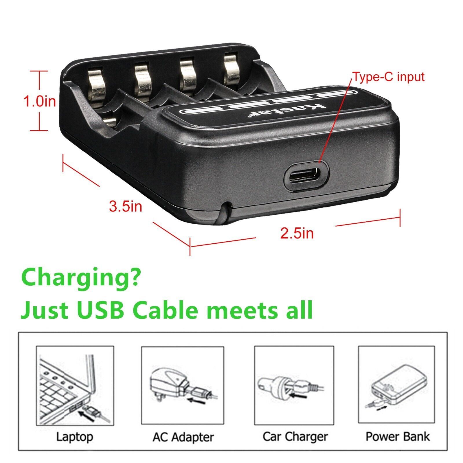 Kastar 16-Pack Battery and CMH4 Smart USB Charger Compatible with Philips Phone Models: CD1552B CD1553B CD4401B CD4402B CD4451B CD4452B CD6451B CD6452B DECT2250 DECT2251 DECT2252