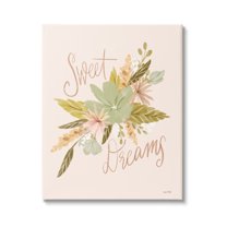 Stupell Industries Sweet Dreams Floral Phrase Botanical & Floral Painting Gallery Wrapped Canvas Print Wall Art, 30 x 40