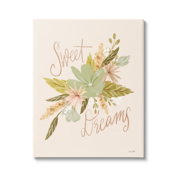 Stupell Industries Sweet Dreams Floral Phrase Botanical & Floral Painting Gallery Wrapped Canvas Print Wall Art, 30 x 40