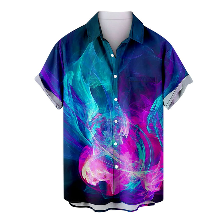 ZCFZJW Big and Tall Regular Fit Casual 3D Flame Flower Pattern