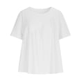 thumbnail image 6 of Axiiglly White Linen Tops for Women Boho Short Sleeve Crewneck Ruched Pull On Tunic Blouses Summer Outdoor Travel Shirts S, 6 of 9