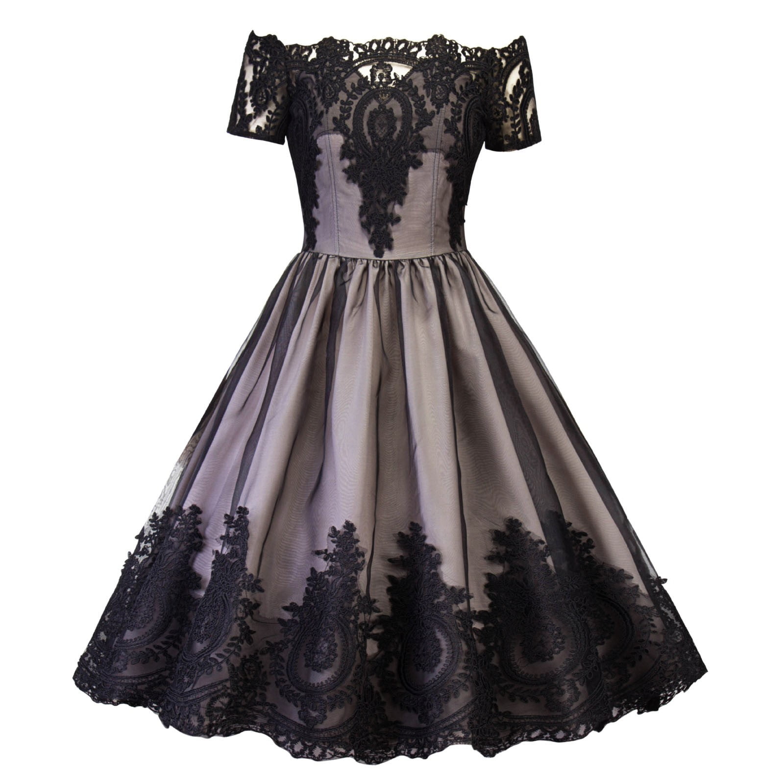 Prom Dresses for Women,Womens Solid Color Lace Long Skirt Cloak Stand Collar Short Sleeve Dress 