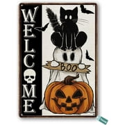 Vintage Ghost Cat Boo Metal Kitchen Cafe Pub Plaque 8x12 Inch Tin Sign Home Decor Home Art Metal Signs Wall Art Wall Decor Poster