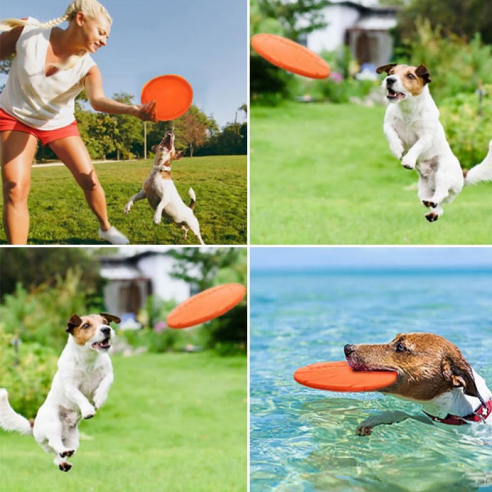 Dog Flying Disc Toy 8.7inches Pasking Pet Training Orange Soft Rubber Interactive Toy Floating Water Dog Toy for Medium Large Dogs Chewers Outdoor Flight 