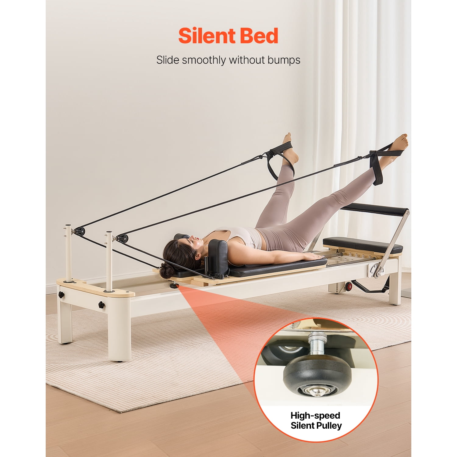 KFFKFF Pilates Apparatus, Pilates Bench with Auxiliary Box, Suitable for Home Fitness Studio Enthusiasts & Novices, Exercise Gear with Two-fold Resistance- Spring & Rope, Supports up to 400 LBS