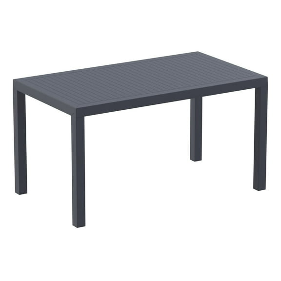 Luxury Commercial Living 55" Solid Gray Rectangular Outdoor Patio Dining Table