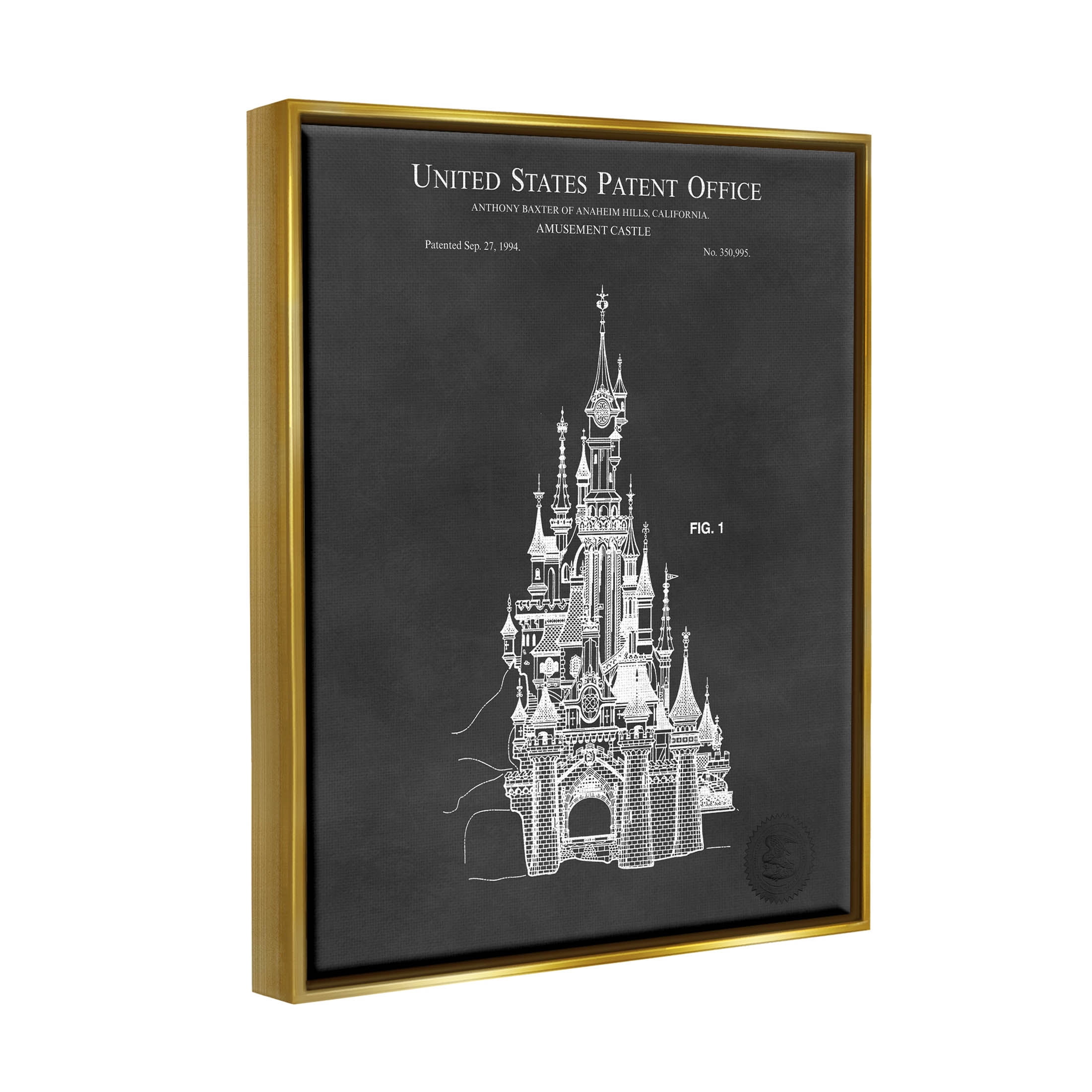 Stupell Industries Detailed Castle Diagram Chart Graphic Art Metallic Gold Floating Framed Canvas Print Wall Art, Design by Karl Hronek