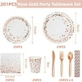 thumbnail image 5 of 201PCS White and Rose Gold Party Supplies Dots Tableware Set Serves 25, Paper Plates Napkins Straws Plastic Tablecloth Forks Knives Spoons for Birthday Wedding Christmas Cocktail Party Baby Shower, 5 of 7
