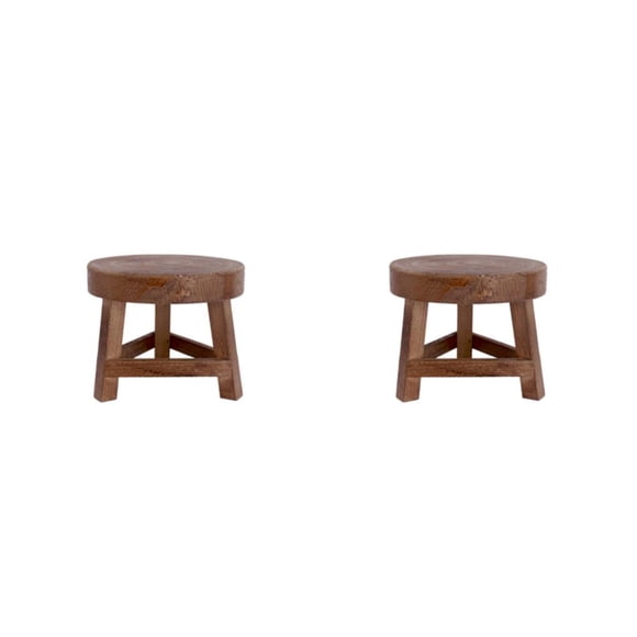 Scienceny Taburetes bajos de maciza, silla con soporte para plantas de forma redonda, de té, cambio de zapatos, taburete, decoración del hogar, Como se muestra 2Conjunto