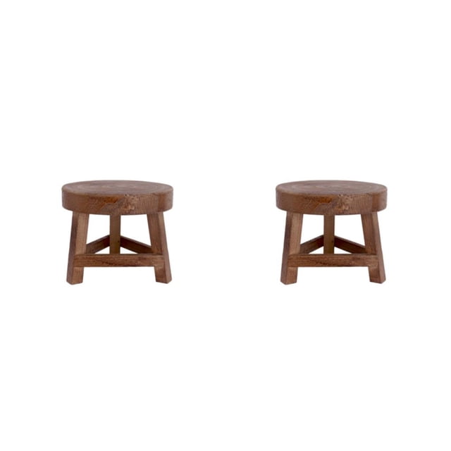 Scienceny Taburetes bajos de maciza, silla con soporte para plantas de forma redonda, de té, cambio de zapatos, taburete, decoración del hogar, Como se muestra 2Conjunto