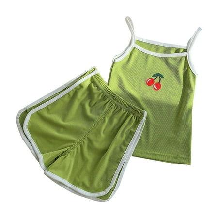 

2023 Summer New Ice Silk Girls Cute Printed Suspenders + Shorts Two Piece Set Girls Outfits Swaddling Blankets for Babies Girls New Born Baby Girl Outfits for New Born Baby Stuff Little Girl Outfits