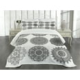 thumbnail image 3 of Ambesonne Oriental Quilted Bedspread Set 3 Pcs, Ottoman Inspired Mandala, Queen Size, White and Black, 3 of 5