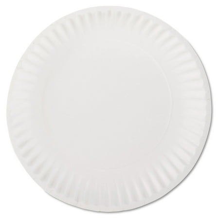 AJM Packaging Corporation-White Paper Plates, 9" Dia, 100/Pack, 10 Packs/Carton