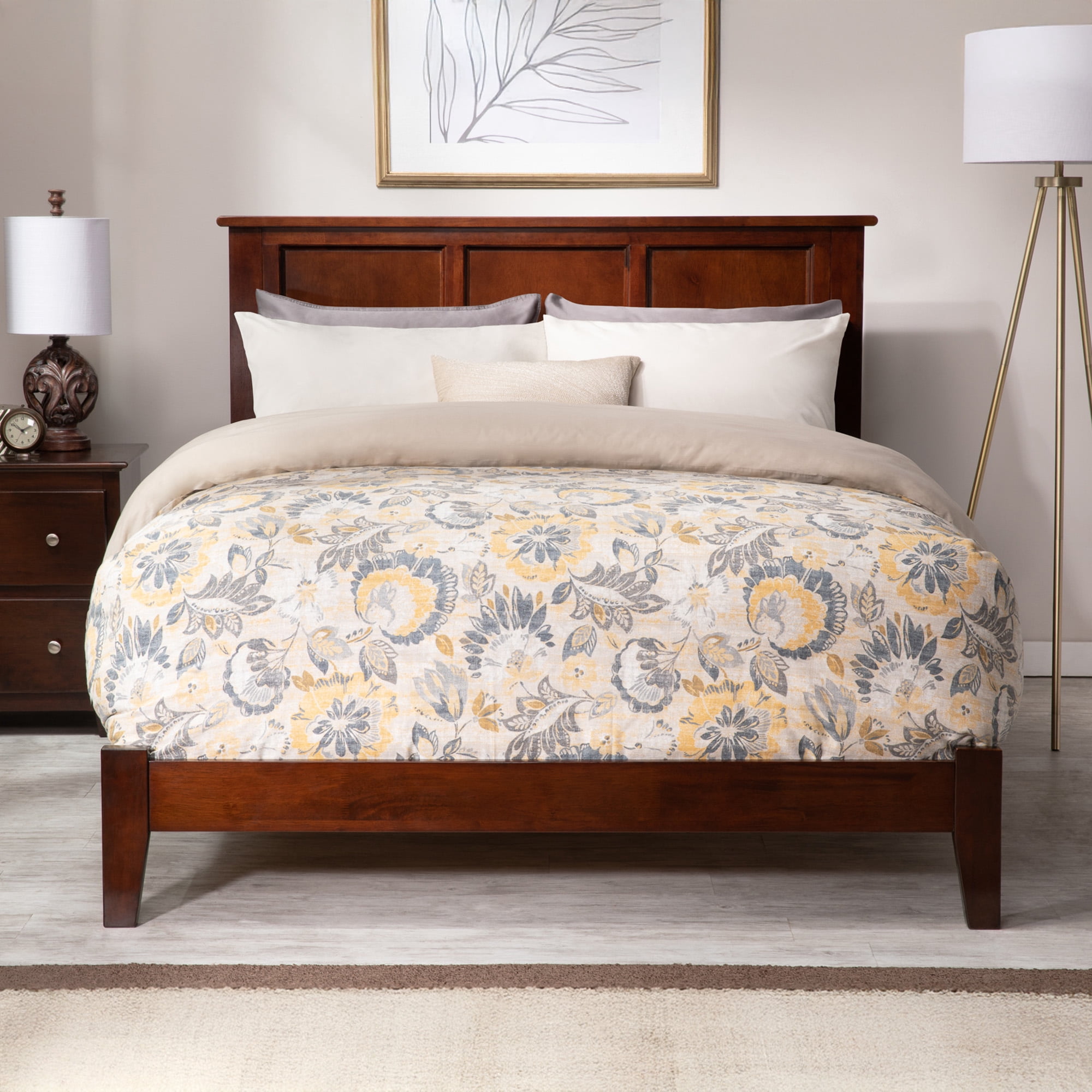 AFI Madison Full Low Profile Wood Platform Bed, Walnut
