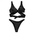 thumbnail image 5 of Abcnature Women's Bikini Swimsuits Sets, Thong Bikini Sets Bikini Two Piece Solid Color Sling Beachwear Swimwear Bikini Sets for Women Black L, 5 of 7