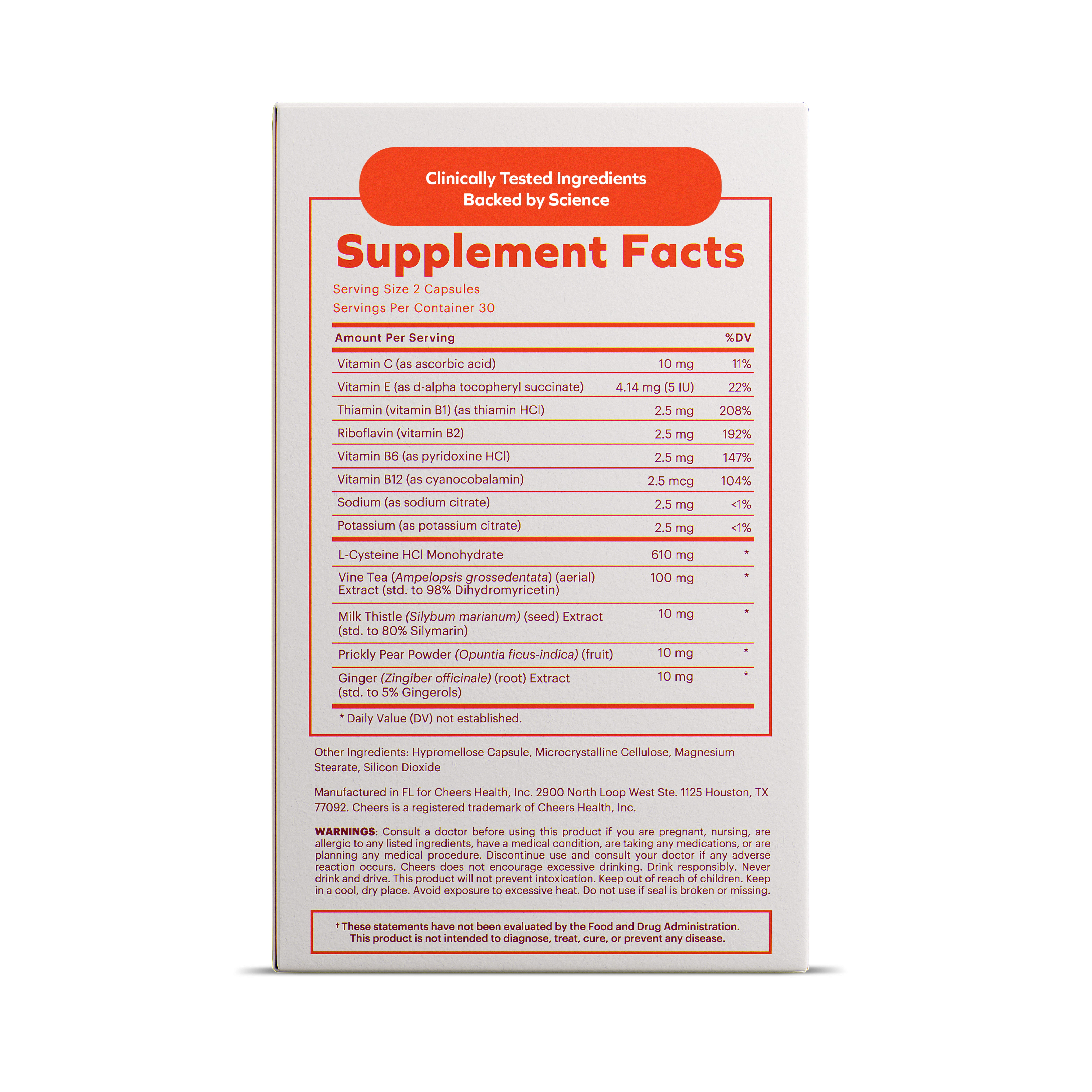 Cheers Protect: Daily Liver Support, DHM Supplement, Milk Thistle Capsules, Hydration Packets, 30 Doses