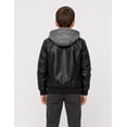 thumbnail image 5 of Heting Boys Faux Leather Jacket Windproof & Waterproof Winter Coat with PU Motorcycle Hooded Jacket Kids Bomber Jacket for Spring/Fall Black 6-7, 5 of 9
