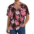 thumbnail image 3 of Vsdgher Rose Flowers Print Men's Wrinkle Free Untucked Cuban Shirt Business Casual Button Down Shirts Short Sleeve Shirt, 3 of 7