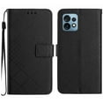 thumbnail image 2 of For Motorola Moto Edge+ 2023 Wallet Case with [RFID Blocking] [Wrist Strap] [Support Kickstand] Leather Lattice Embossed Flip Magnetic Clasp Cover Credit Card Holder Case, Black, 2 of 9
