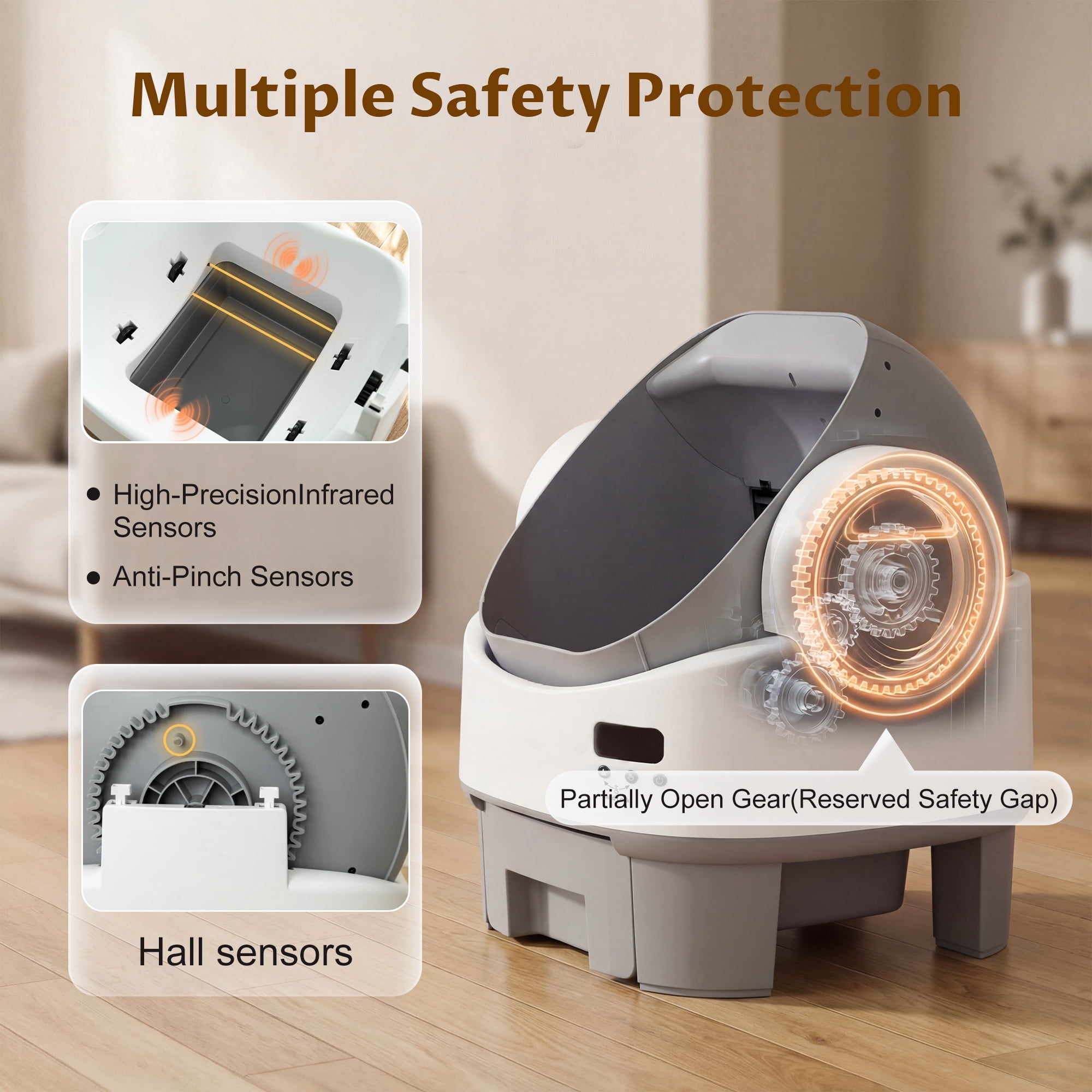 Homall Open-Top Automatic Cat Litter Box, Self-Cleaning, No App, Multi-Cat Use, Easy Clean