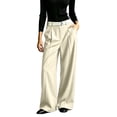 thumbnail image 2 of Smsaxvxz Womens Baggy Fashion Dress Pants Lightweight Pleated Wide Leg Pants Casual Loose Trousers White L, 2 of 8