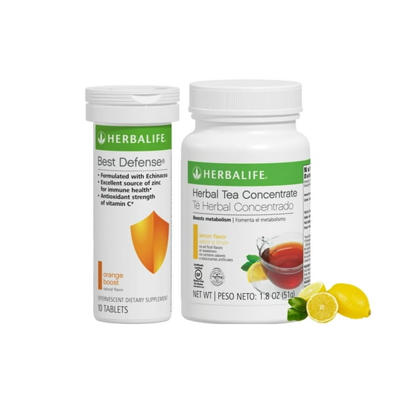 Herba life. Herbal Tea Concentrate Lemon Flavor (1.8 oz) with Snack Defense (60 Tablets)