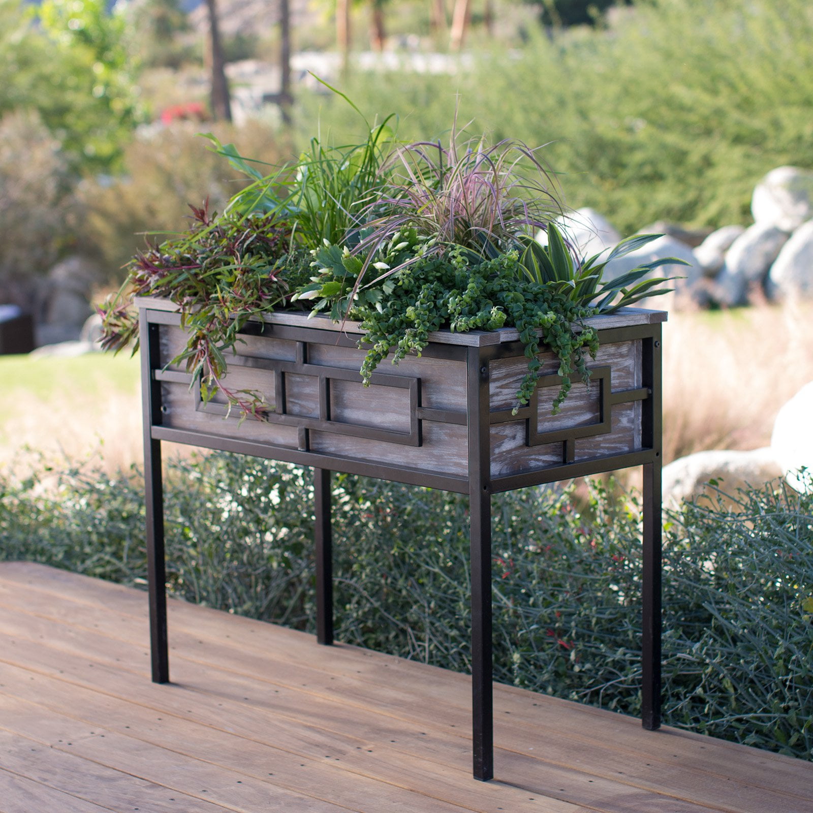 Belham Living Augusta Wood and Metal Raised Planter