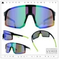 thumbnail image 2 of Color Mirror Polarized Wrap Sport Oversized Shield Rimless Plastic Sunglasses Black Green - Green Mirror, 2 of 8