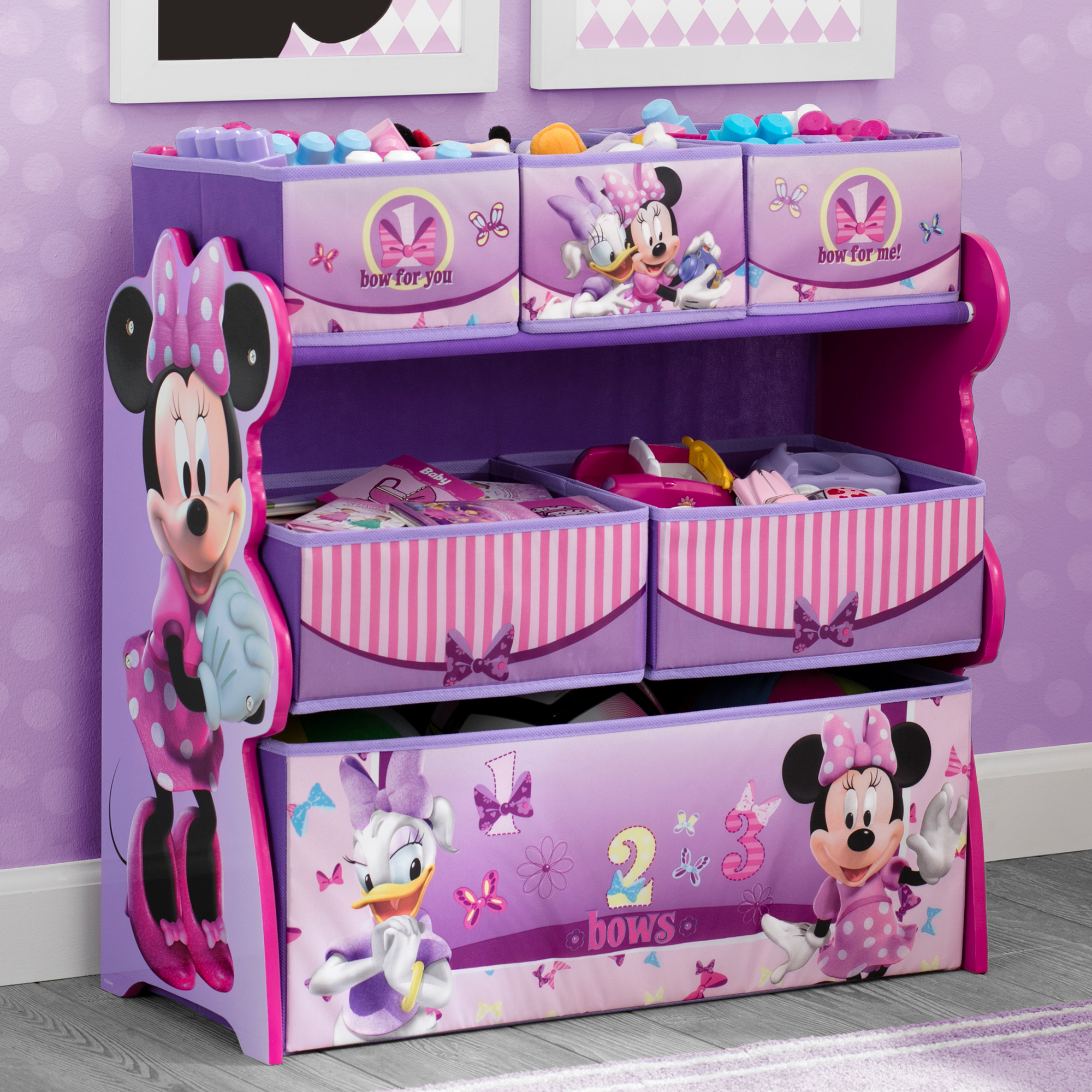 Delta Children Minnie Mouse Wooden Sling Multi Bin Toy Storage Organizer, Pink - image 3 of 7