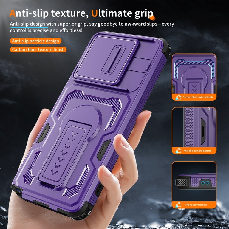 For Motorola Edge (2025) Phone Case,WIth Invisible Kickstand,Sliding Camera Cover,Military Grade Protective Heavy Duty Protection Shockproof Anti-
