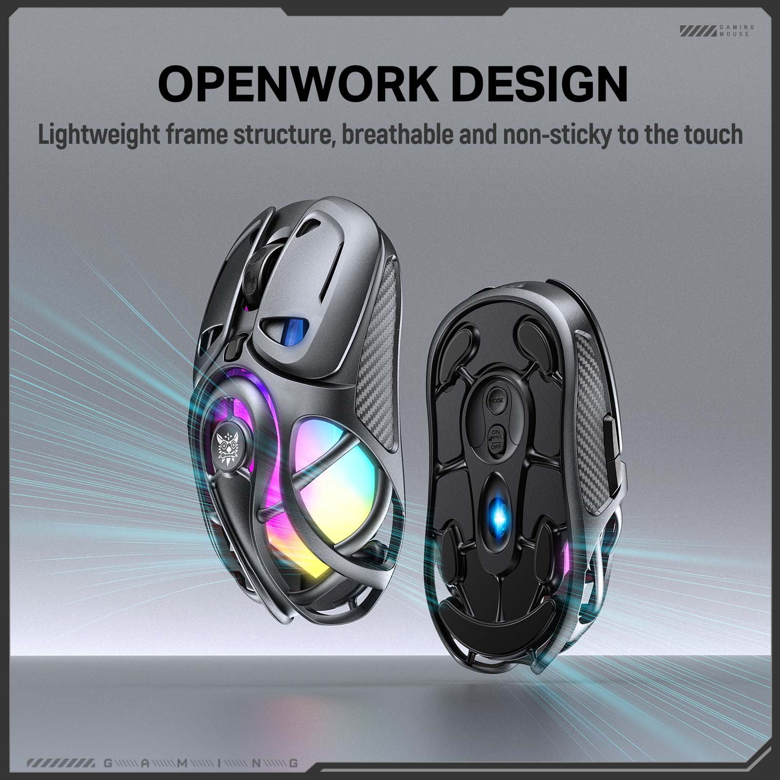 Siivton Wireless Gaming Mouse,2.4GHz and Bluetooth, 12800 DPI, 6 RGB Light Modes, 1000Hz Polling Rate, Compatible with Windows/Mac, Gray