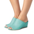 thumbnail image 4 of YDN Women Comfortable Peep Toe Slipper Pumps Slip On Wedge High Heels Backless Sandals Office Causal Slide Shoes Size 7.5 Turquoise, 4 of 4