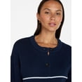 thumbnail image 6 of Time and Tru Women's Striped Cardigan Sweater with Long Sleeves, Sizes XS-XXXL, 6 of 7