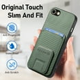 thumbnail image 6 of Magnetic Carbon Fiber Case for iPhone 7 / iPhone 8 / iPhone SE 2022 & 2020 with Holder Kickstand, Fiber Texture Wallet Phone Case with Card Holder Durable Military Grade Protection Cover, Green, 6 of 10