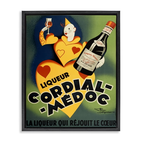 Stupell Industries Retro Vintage Wine Advertisement Food & Beverage Painting Black Floater Framed Canvas Art Print Wall Art, 17 x 21