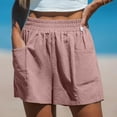 thumbnail image 5 of aidice Womens Cotton Linen Shorts Elastic High Waisted Lightweight Shorts Summer Casual Solid Basic Shorts with Pockets, 5 of 9