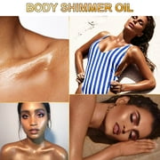 Ikzee Body Shimmer Oil, Liquid Highlighter Golden Brown Shimmer Body Oil, Long Lasting & Smooth Natural Matte Finish for Dry Face and Body Highlight Makeup Party