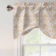thumbnail image 5 of Tie Up Valances for Windows, Orange Flowers Adjustable Valance Curtains Window Treatment for Living Room, Boho Ethnic Retro Abstract Floral Art Rod Pocket Kitchen Curtains & Drapes 42x18 Inch, 5 of 9