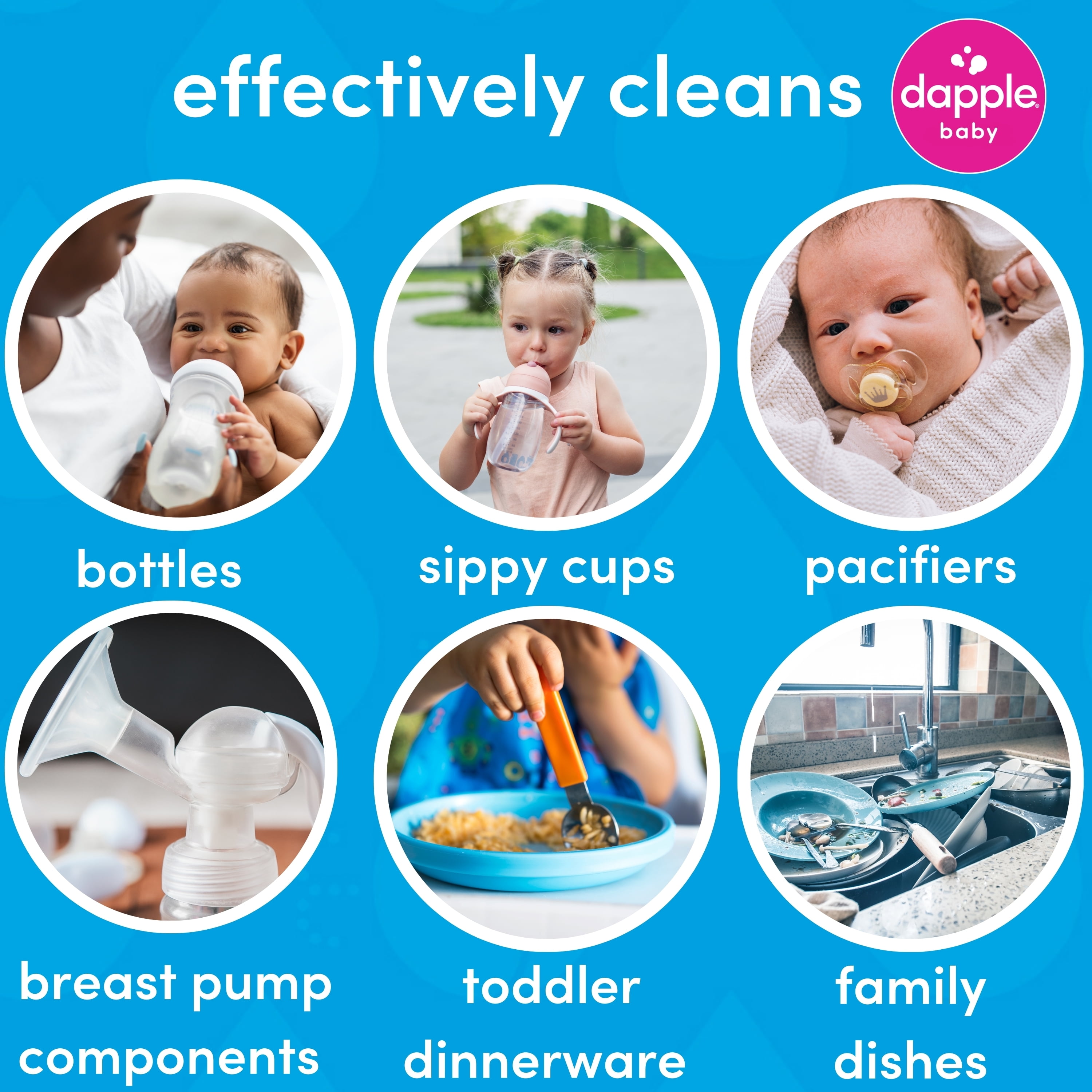 Dapple Baby Foaming Bottle and Dish Spray, Fragrance-Free, 16.9 fl oz