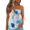 thumbnail image 1 of OIOLOYJM Tube Tops for Women Spring Cute Strapless Palm Tree Tank Tops Backless Beach Pleated Party Clothes Mint Green M, 1 of 4