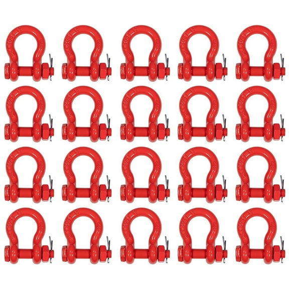 20 Pack 5/8" Anchor Shackle Forged Carbon Steel w/ Safety Screw Pin Load Limit 6,500 lbs, Double Rust Protection Heavy Duty D Ring Bolt Type Shackle for Towing, Rigging