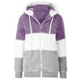 thumbnail image 4 of Reduce Womens Oversized Fuzzy Fleece Open Front Hooded Pockets Cardigan Jackets Loose Fit Sherpa Coat Color Block Print Winter Warm Plush Zip Outerwear (Blue#01 XXL), 4 of 6